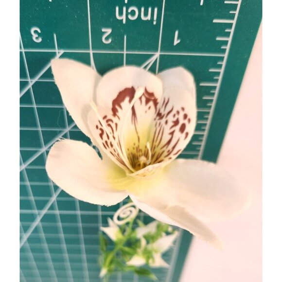 White Orchid Artificial Flowers with Greenery 6 Stem Bundle Faux Silk Wedding Fl - Picture 8 of 16